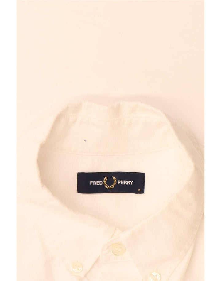 FRED PERRY Mens Shirt Medium White Cotton