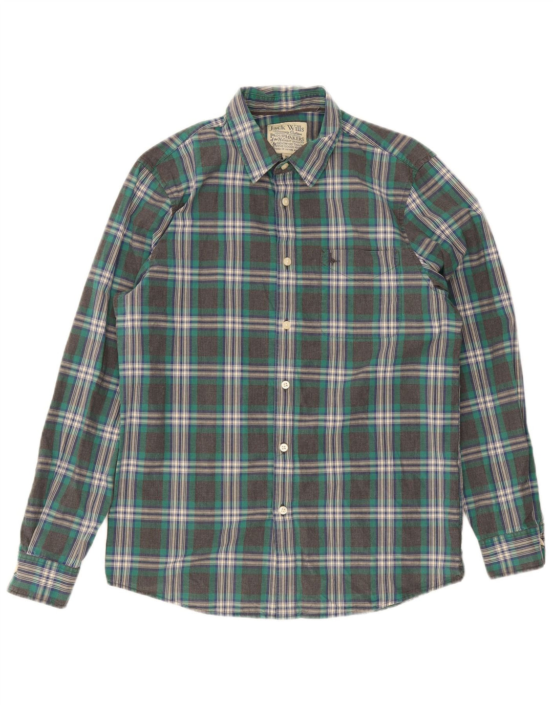 Jack Wills Mens Shirt Medium Green Check Cotton