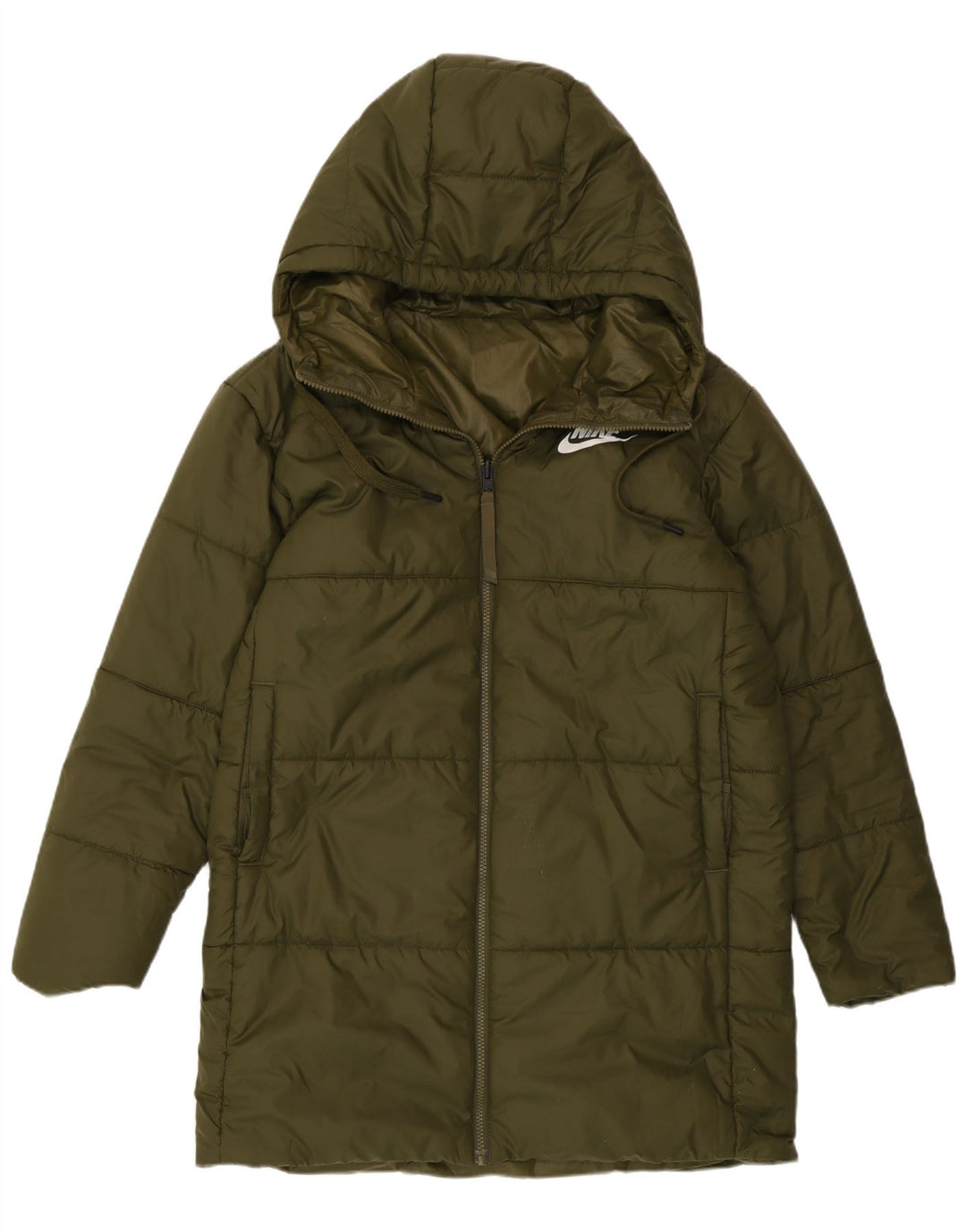 Nike Womens Graphic Reversible Padded Coat UK 14 Medium Khaki Polyester