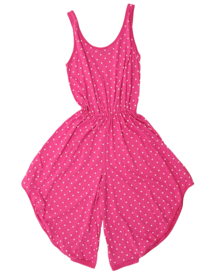 Vintage Womens Sleeveless Playsuit IT 46 Large Pink Spotted Cotton