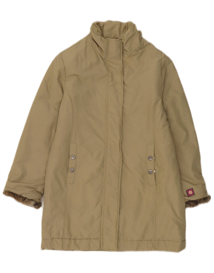 Invicta Womens 3/4 Sleeve Padded Jacket UK 8 Small Beige Cotton