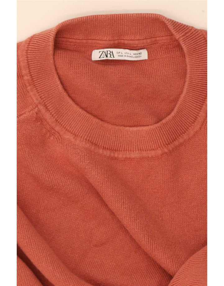 Zara Mens Crew Neck Jumper Sweater Large Red