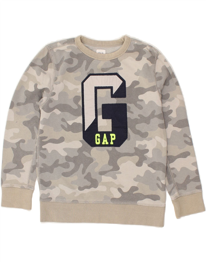 GAP Boys Graphic Sweatshirt Jumper 11-12 Years Grey Camouflage | Vintage Gap | Thrift | Second-Hand Gap | Used Clothing | Messina Hembry 