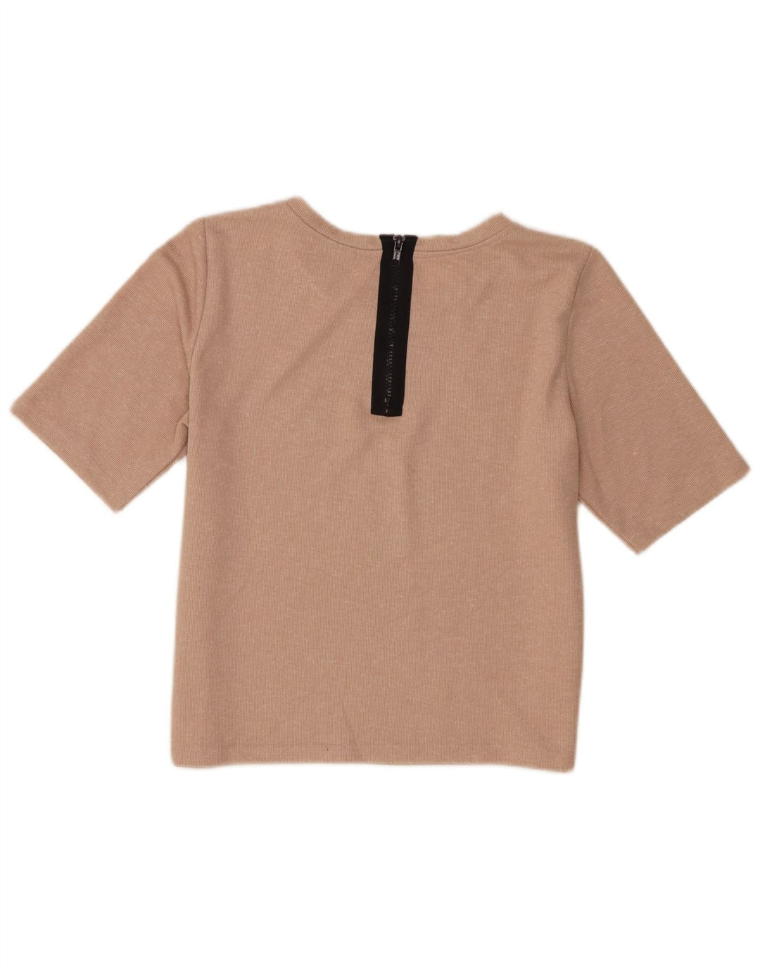 Topshop Womens Crop T-Shirt Top UK 10 Small  Beige Polyester