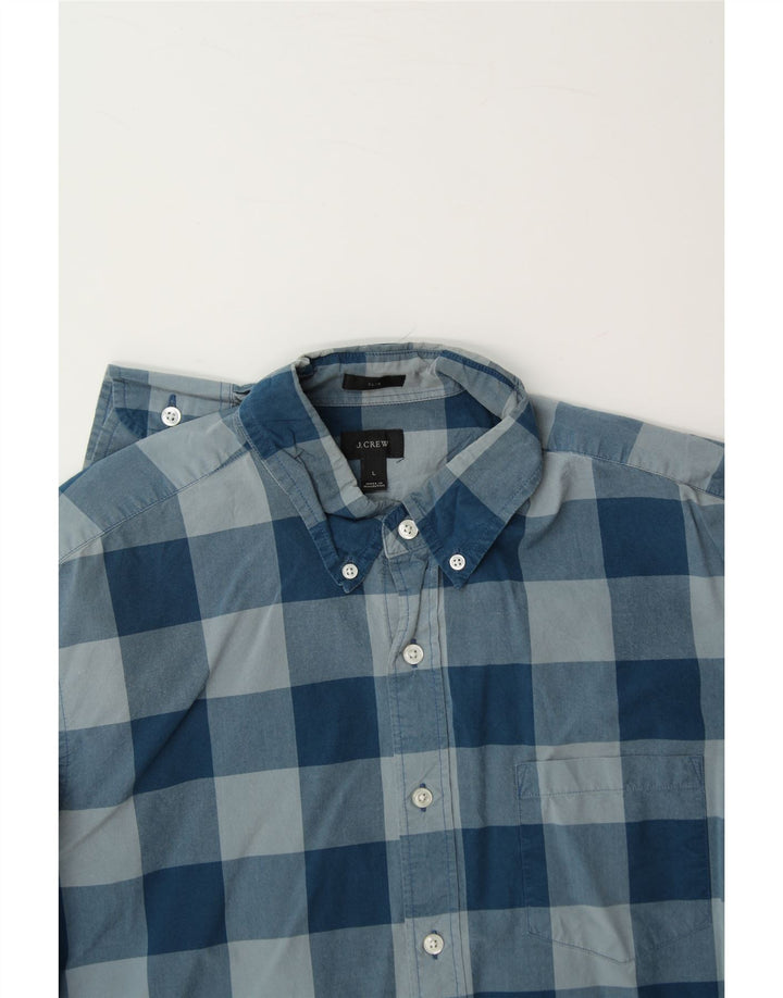 J. CREW Mens Slim Shirt Large Blue Check Cotton Vintage J. Crew and Second-Hand J. Crew from Messina Hembry 