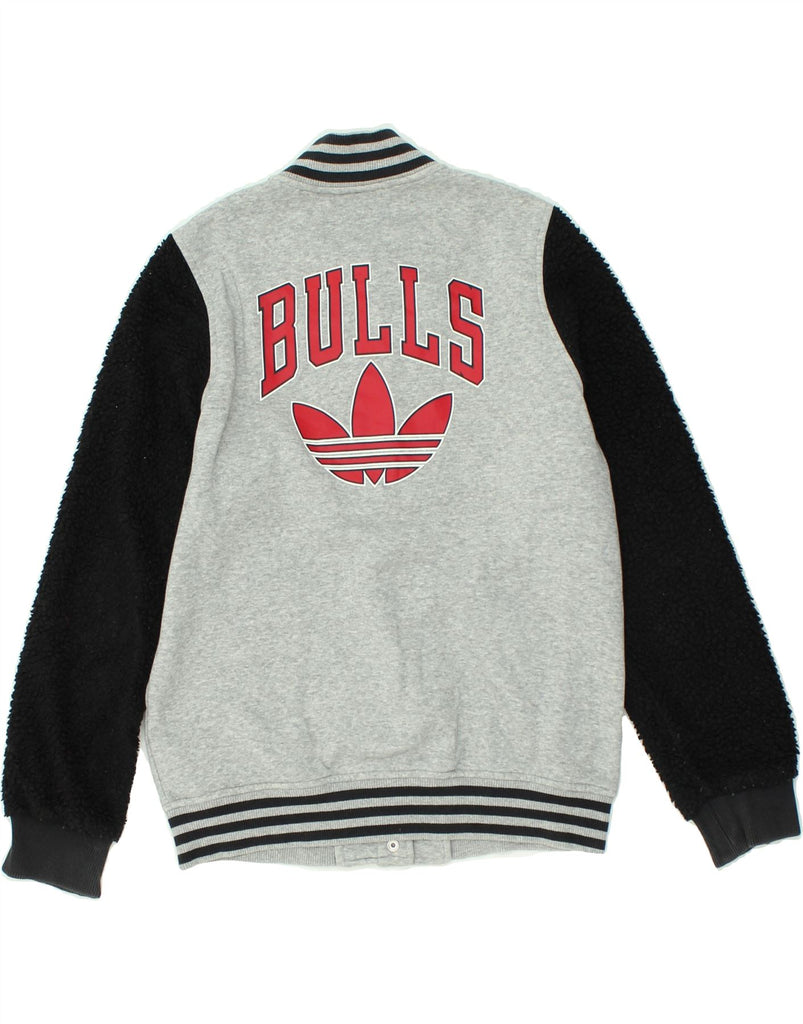 ADIDAS Womens Chicago Bulls Graphic Varsity Jacket UK 12 Medium Grey | Vintage Adidas | Thrift | Second-Hand Adidas | Used Clothing | Messina Hembry 