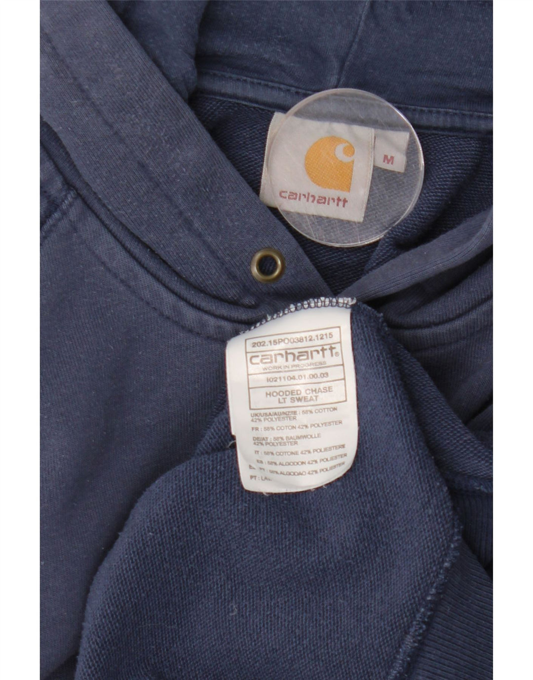 Carhartt Mens Hoodie Jumper Medium Navy Blue Cotton