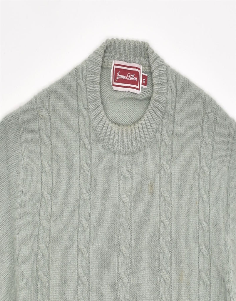 JAMES DILLON Womens Crew Neck Jumper Sweater XL Green Virgin Wool | Vintage | Thrift | Second-Hand | Used Clothing | Messina Hembry 