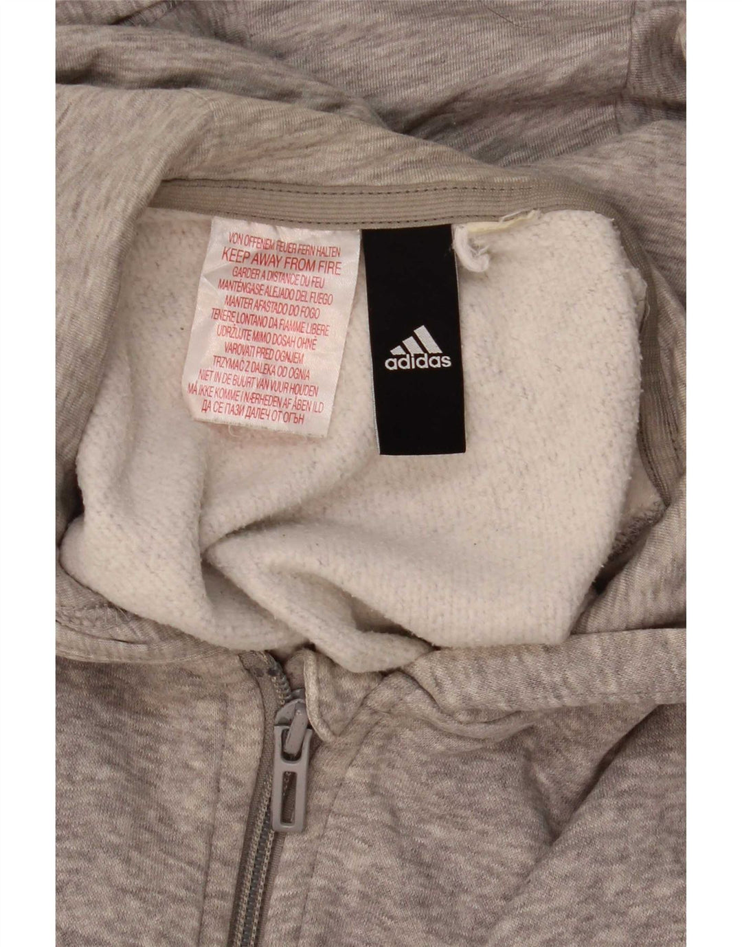 Adidas Mens Zip Hoodie Sweater Medium Grey Flecked