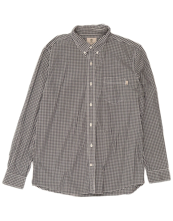 Timberland Mens Regular Fit Shirt Large Navy Blue Gingham Cotton