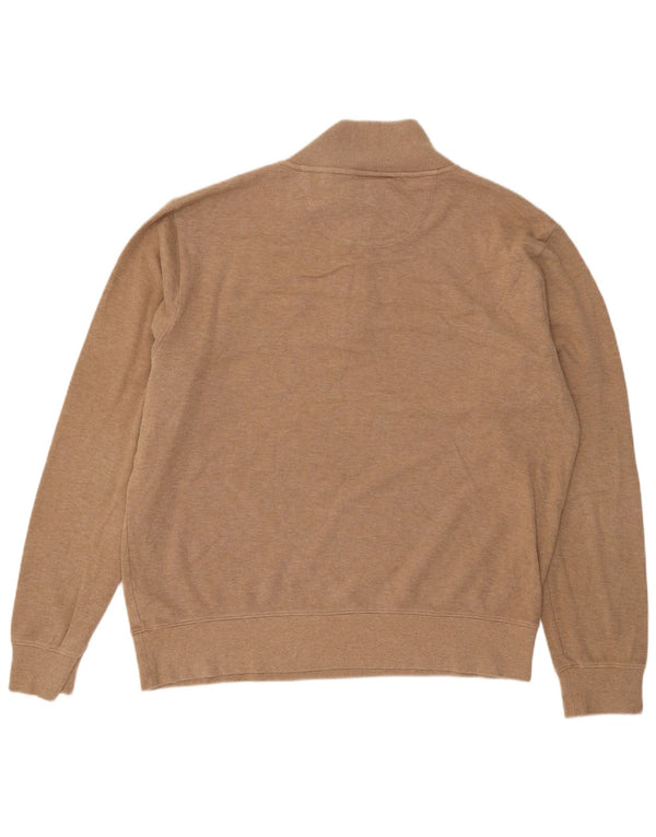 Gant Mens Zip Neck Jumper Sweater 3XL Beige Cotton