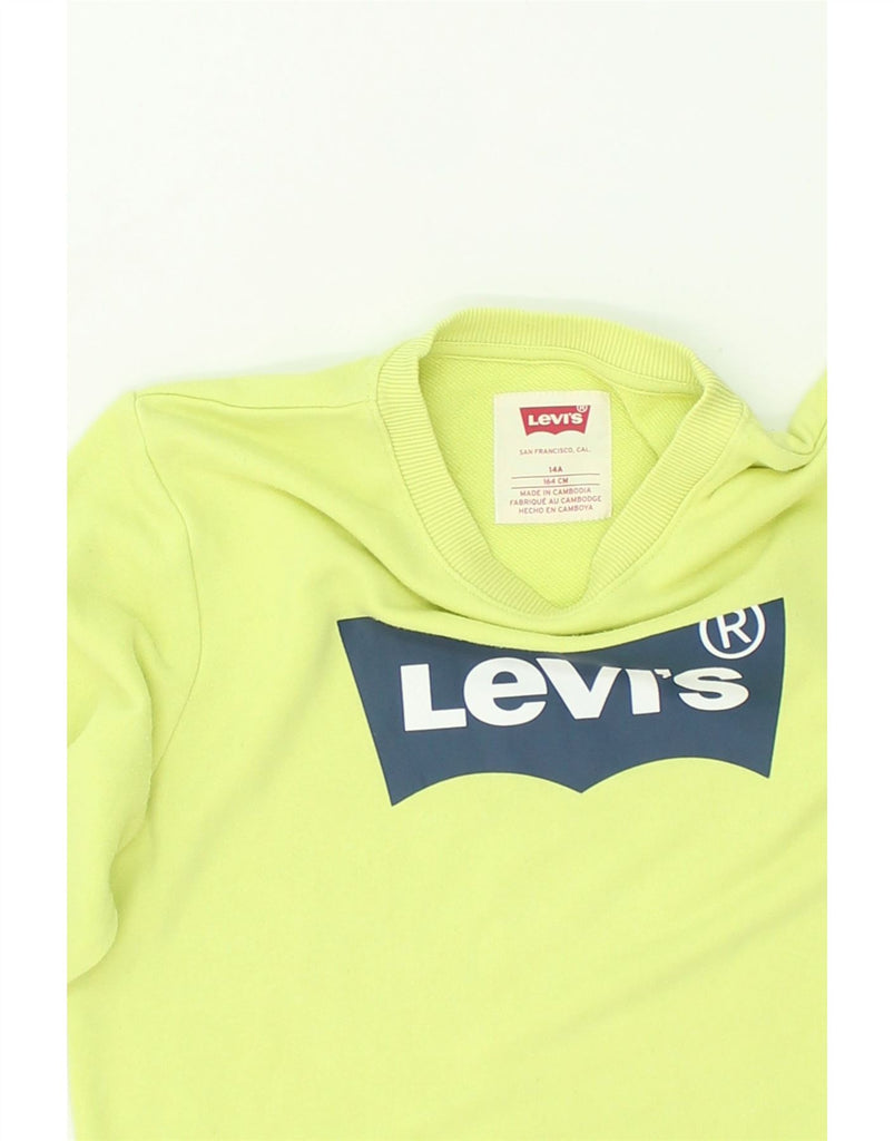 LEVI'S Boys Graphic Sweatshirt Jumper 13-14 Years Yellow Cotton | Vintage Levi's | Thrift | Second-Hand Levi's | Used Clothing | Messina Hembry 