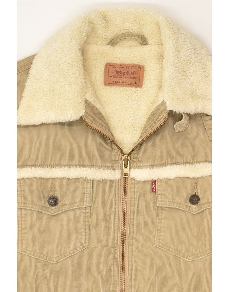 LEVI'S Girls Corduroy Sherpa Jacket 11-12 Years Large Beige Cotton | Vintage Levi's | Thrift | Second-Hand Levi's | Used Clothing | Messina Hembry 