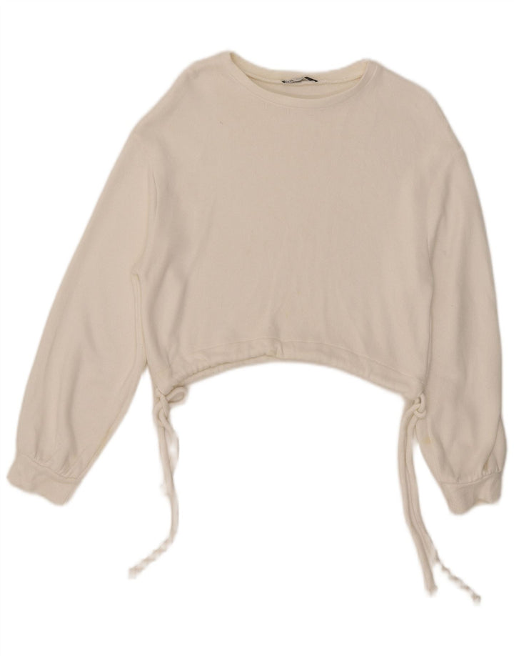 Zara Womens Crop Sweatshirt Jumper UK 10 Small White