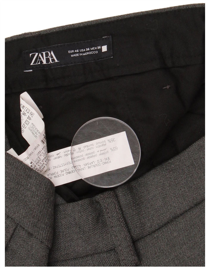 ZARA Mens Straight Cargo Trousers EU 46 XL W36 L30 Grey Polyester