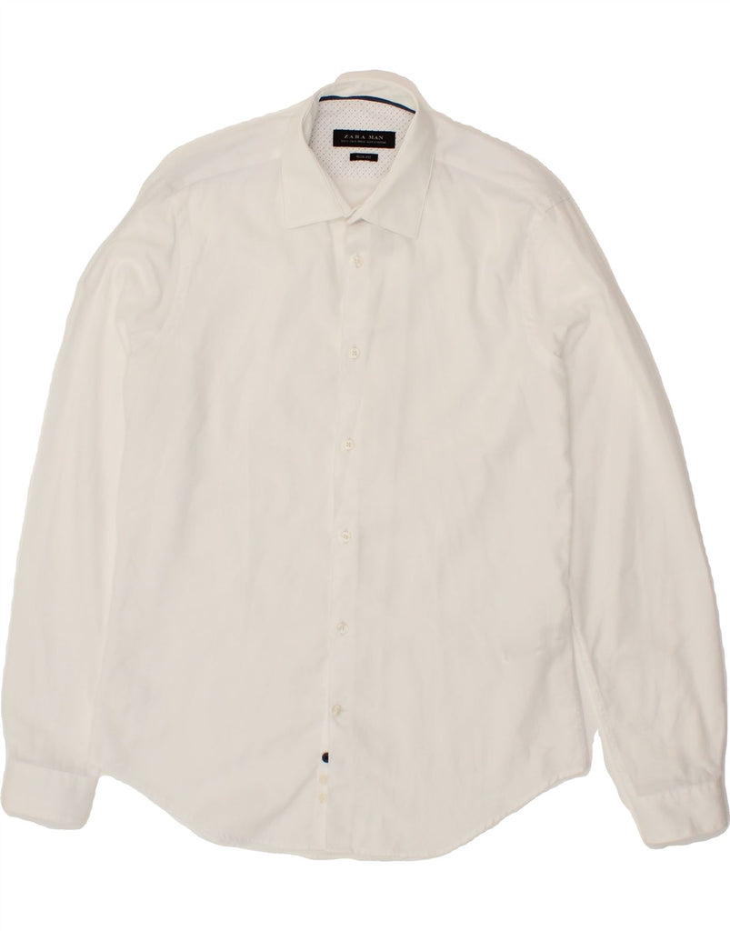 ZARA Mens Slim Fit Shirt Medium White Cotton Vintage Zara and Second-Hand Zara from Messina Hembry 