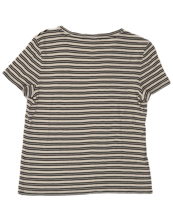 Tommy Hilfiger Womens T-Shirt Top UK 14 Large White Striped Cotton