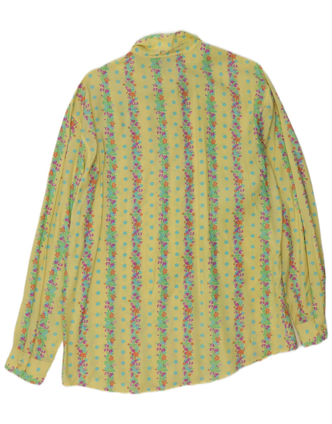 Stefanel Womens Shirt UK 16 Large Yellow Floral Rayon