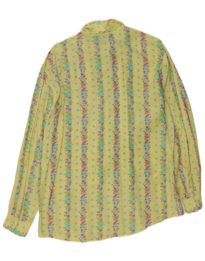 Stefanel Womens Shirt UK 16 Large Yellow Floral Rayon