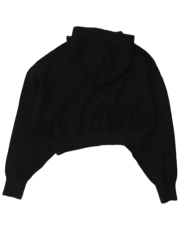 Zara Womens Crop Hoodie Jumper UK 14 Medium Black Viscose