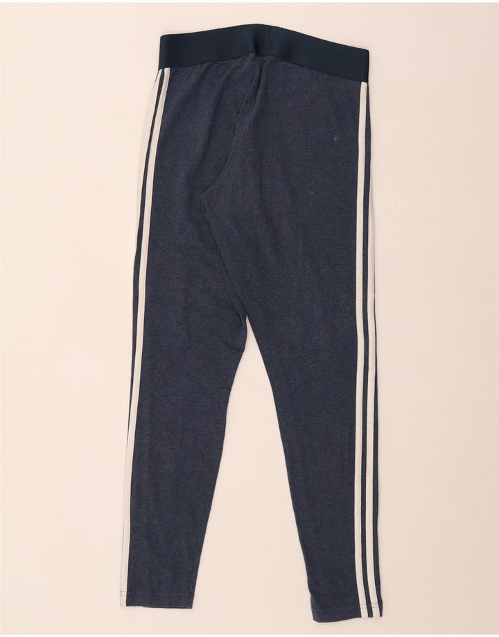 Adidas Womens Leggings UK 12/14 Medium Navy Blue Cotton