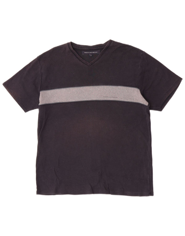 French Connection Womens Short Sleeve T-Shirt Top Large Navy Blue