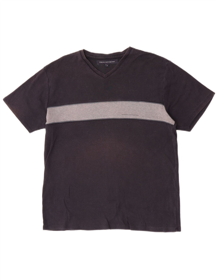 French Connection Womens Short Sleeve T-Shirt Top Large Navy Blue