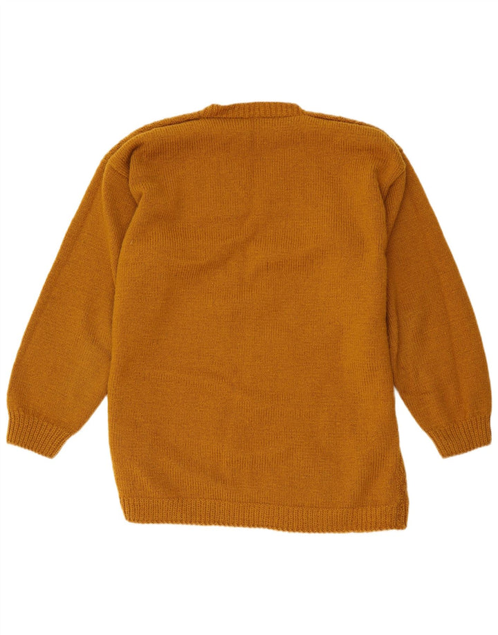Vintage Mens V-Neck Jumper Sweater XL Beige Geometric