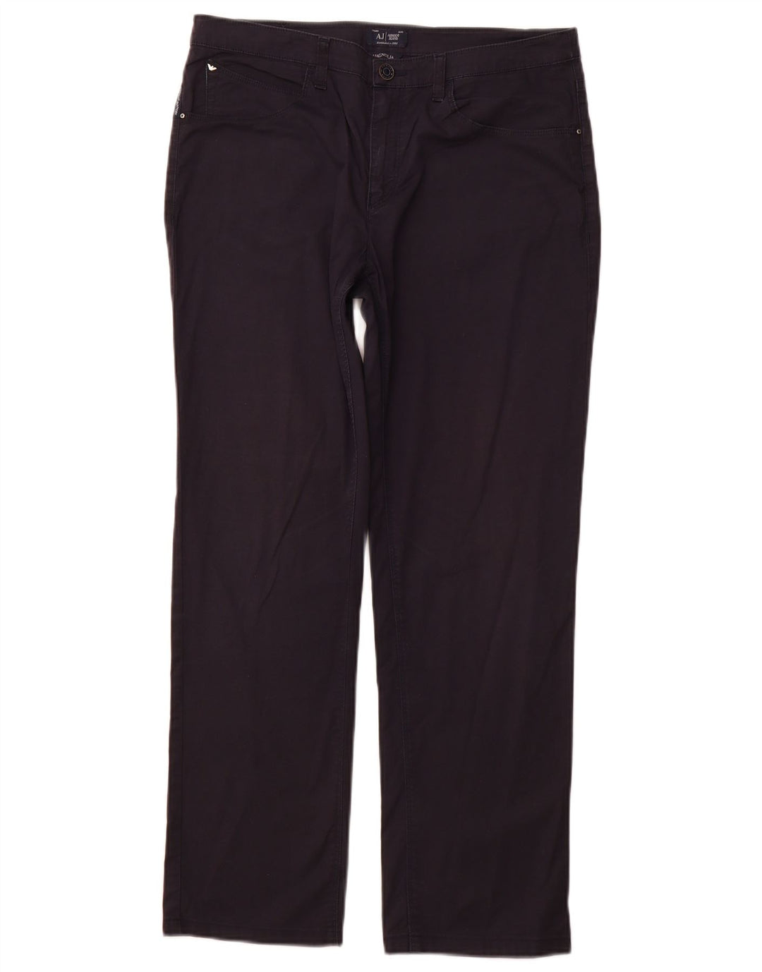 ARMANI Womens Magnolia Straight Casual Trousers W31 L28 Navy Blue Cotton