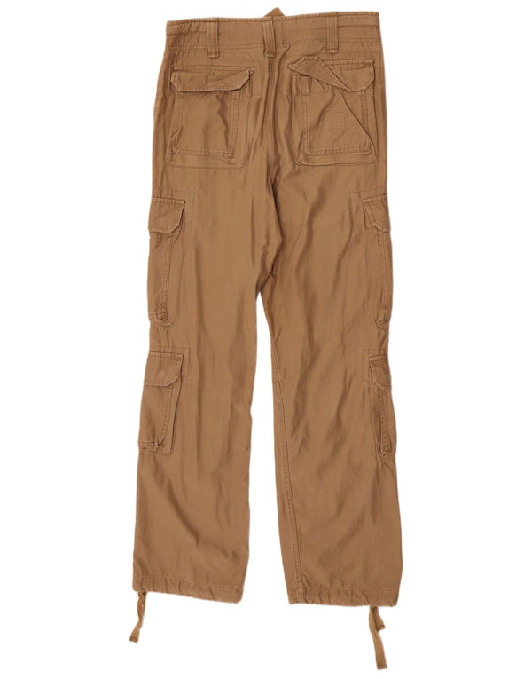 Vintage Mens Straight Cargo Trousers Small W29 L32 Brown Cotton