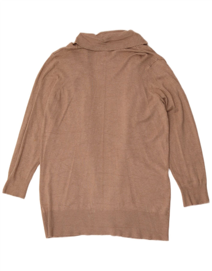 Marks & Spencer Womens Longline Open Cardigan Sweater UK 14 Medium Brown