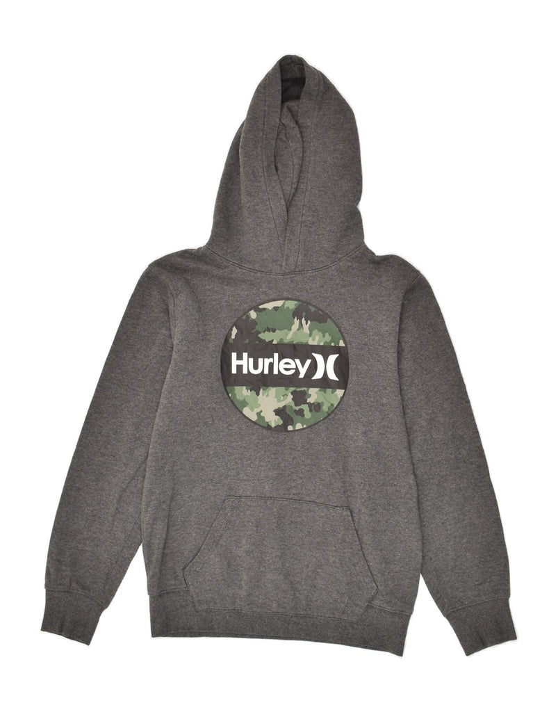 HURLEY Boys Graphic Hoodie Jumper 14-15 Years Grey Cotton | Vintage Hurley | Thrift | Second-Hand Hurley | Used Clothing | Messina Hembry 