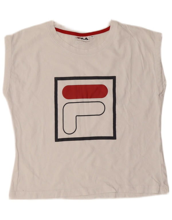 Fila Womens Graphic T-Shirt Top UK 10 Small White