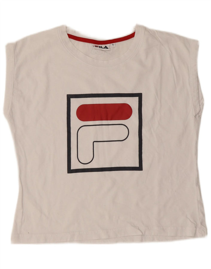 Fila Womens Graphic T-Shirt Top UK 10 Small White