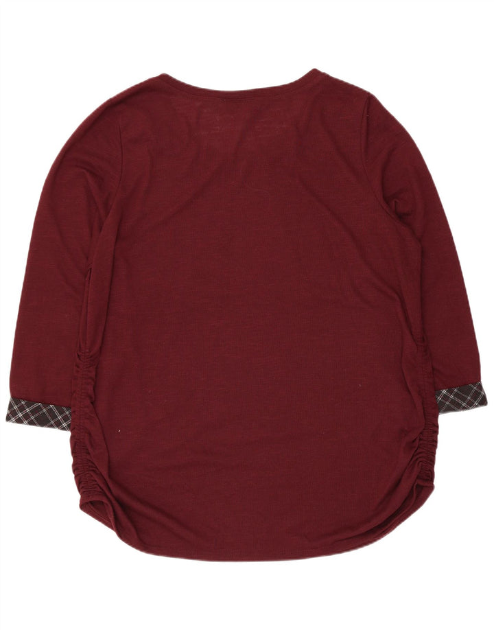 Elle Womens 3/4 Sleeve Tunic Top UK 20 2XL Burgundy Polyester