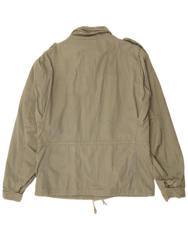 VINTAGE Mens Military Jacket UK 38 Medium Khaki Cotton