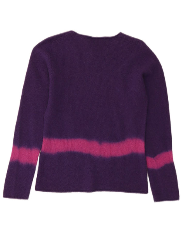 Benetton Girls Boat Neck Jumper Sweater 11-12 Years XL Purple Colourblock