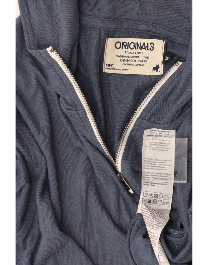 Jack & Jones Mens Zip Hoodie Sweater Medium Blue Cotton