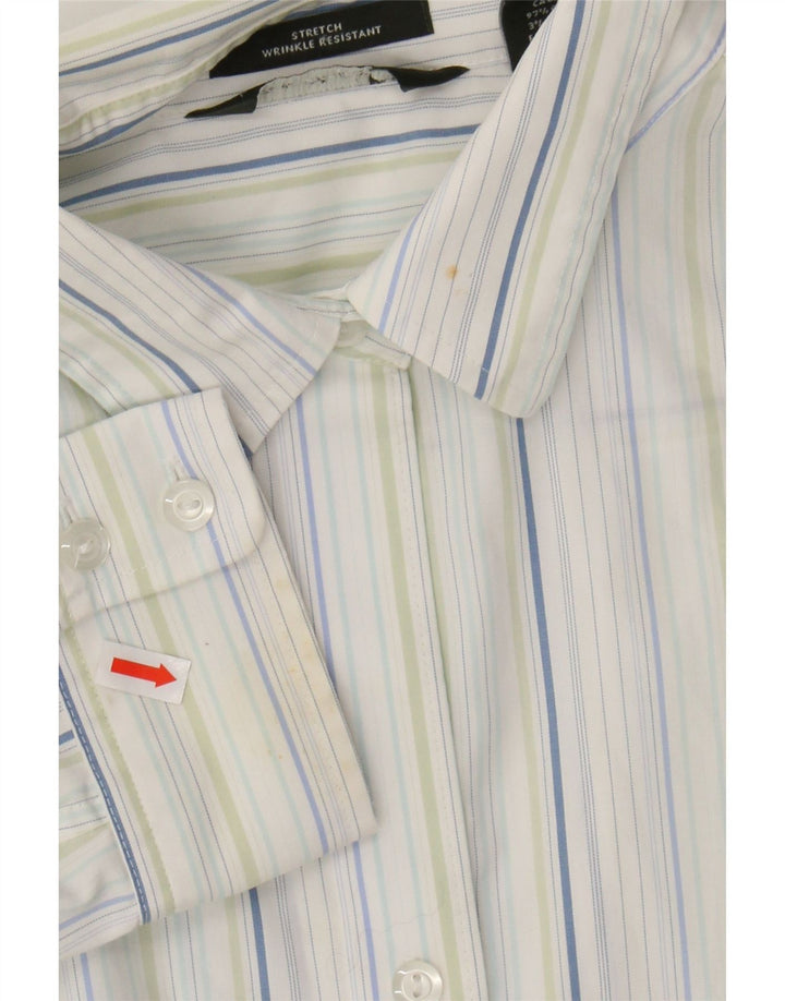 EDDIE BAUER Womens Shirt UK 16 Large Blue Striped Cotton