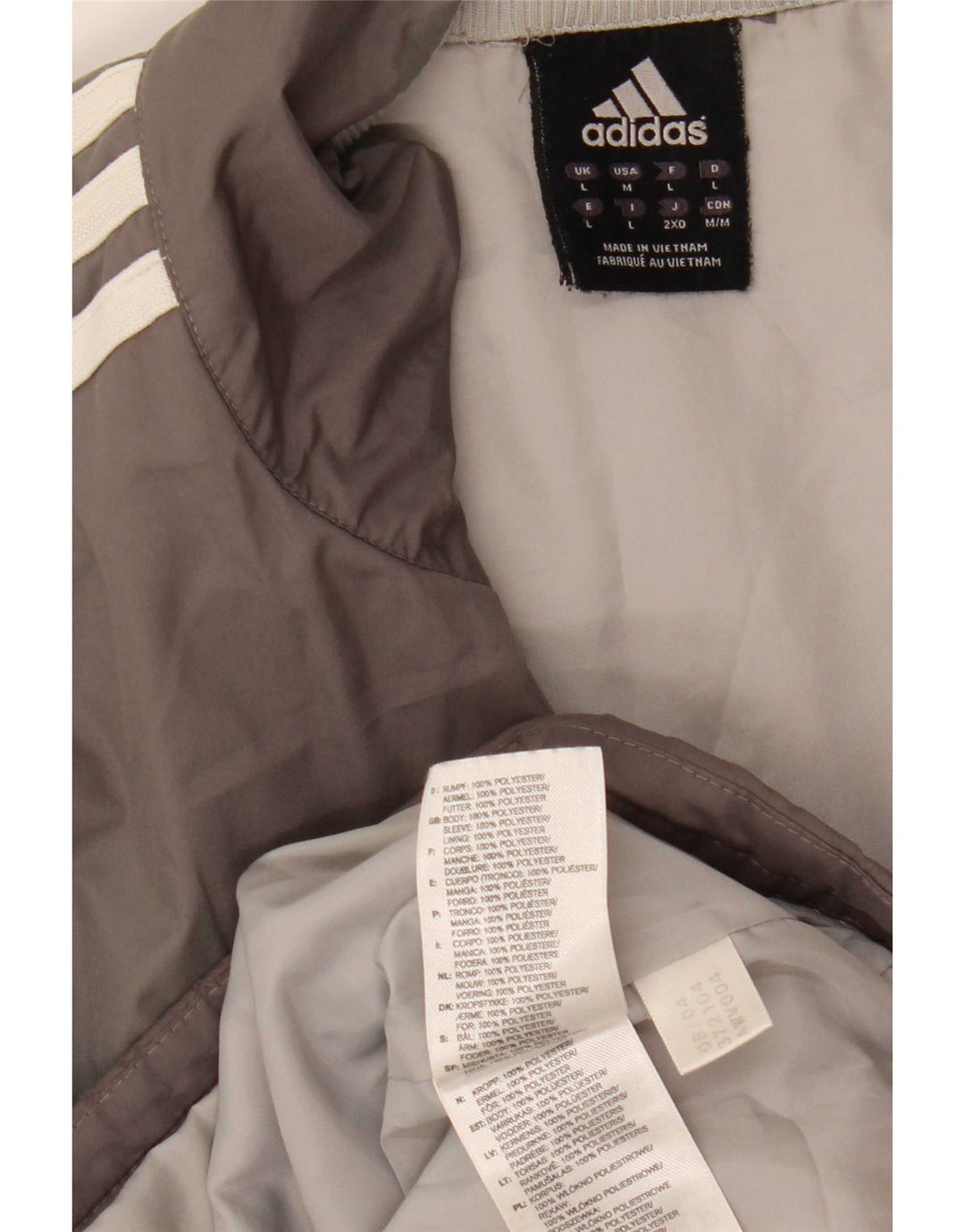 Adidas Mens Padded Jacket UK 40 Large Grey Colourblock Polyester