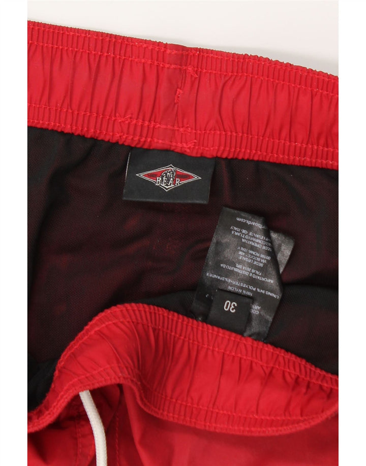 Bear Mens Swimming Shorts Medium Red Colourblock Nylon