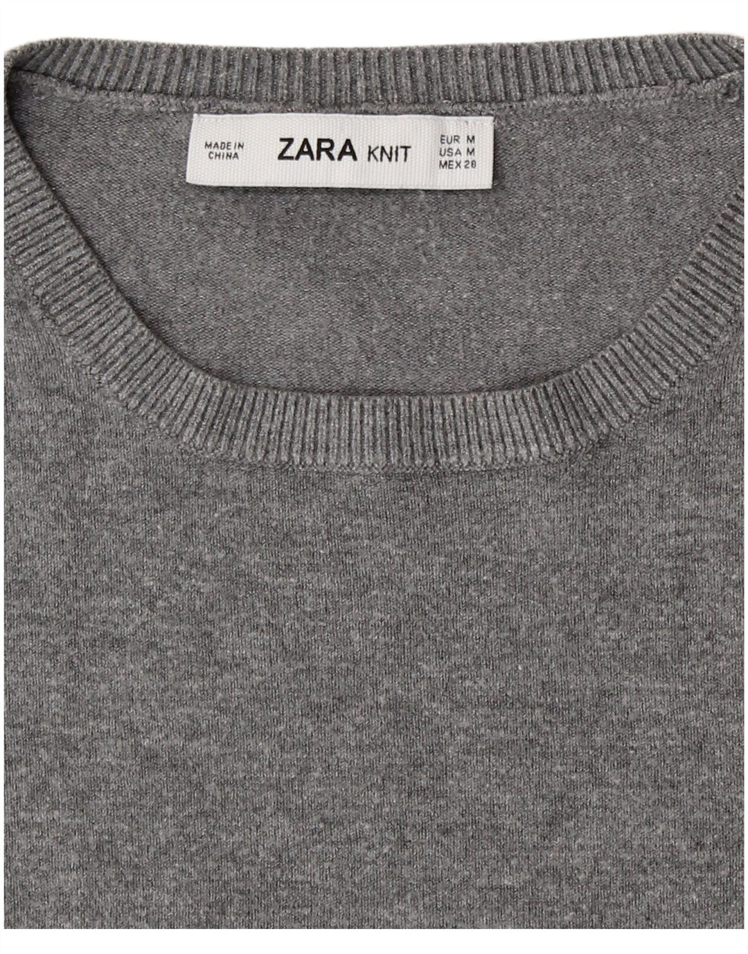 Zara Womens Crew Neck Jumper Sweater UK 12 Medium Grey