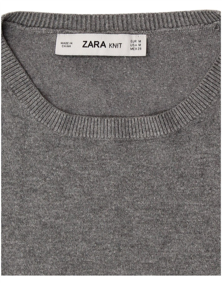 Zara Womens Crew Neck Jumper Sweater UK 12 Medium Grey