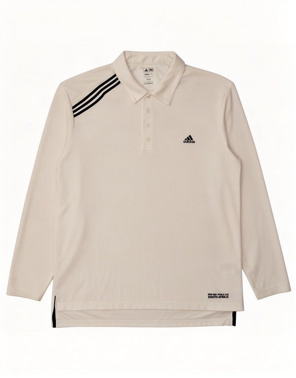 Adidas Mens Climalite Long Sleeve Polo Shirt XL White Polyester