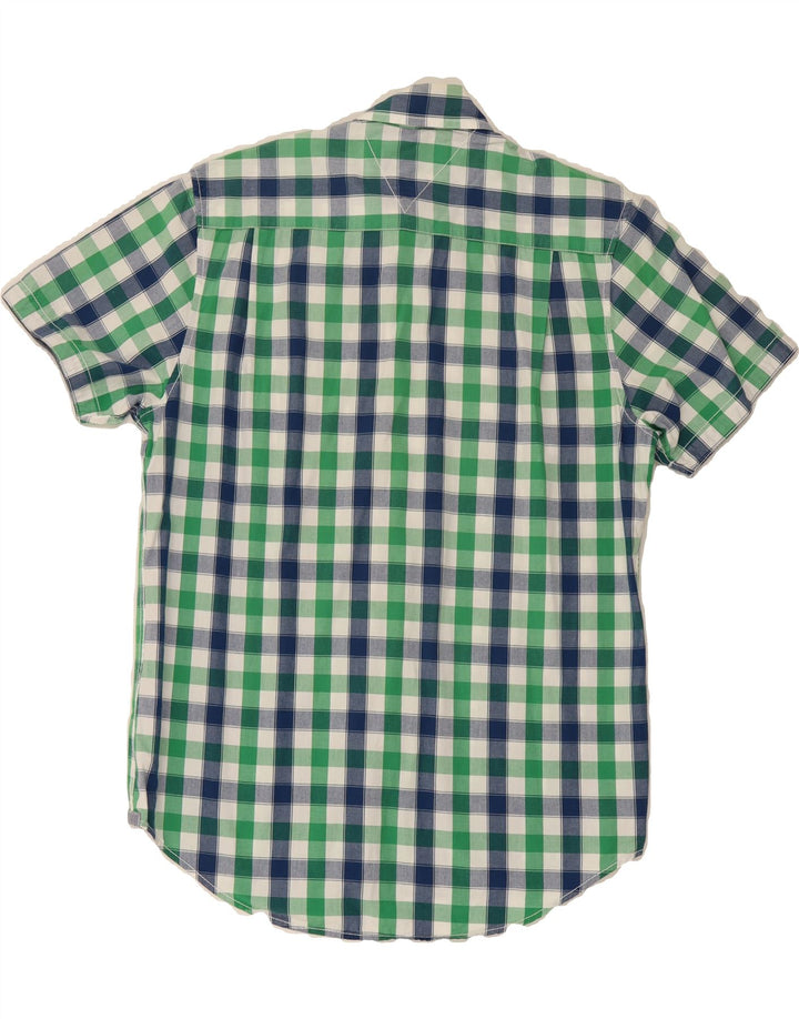 TOMMY HILFIGER Mens Custom Fit Short Sleeve Shirt Medium Green Check Vintage Tommy Hilfiger and Second-Hand Tommy Hilfiger from Messina Hembry 