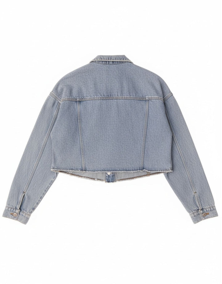 Esprit Womens Crop Oversized Denim Jacket UK 10 Small Blue Cotton