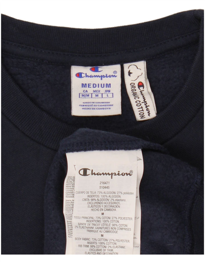 Champion Womens Graphic Sweatshirt Jumper UK 14 Medium Navy Blue Cotton