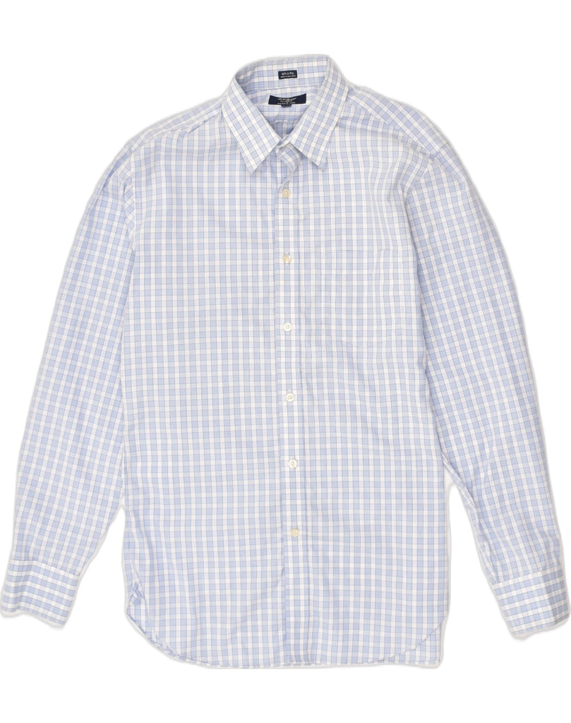 J. CREW Mens Wrinkle Free Shirt Size 15 1/2 Medium Blue Check Cotton | Vintage J. Crew | Thrift | Second-Hand J. Crew | Used Clothing | Messina Hembry 