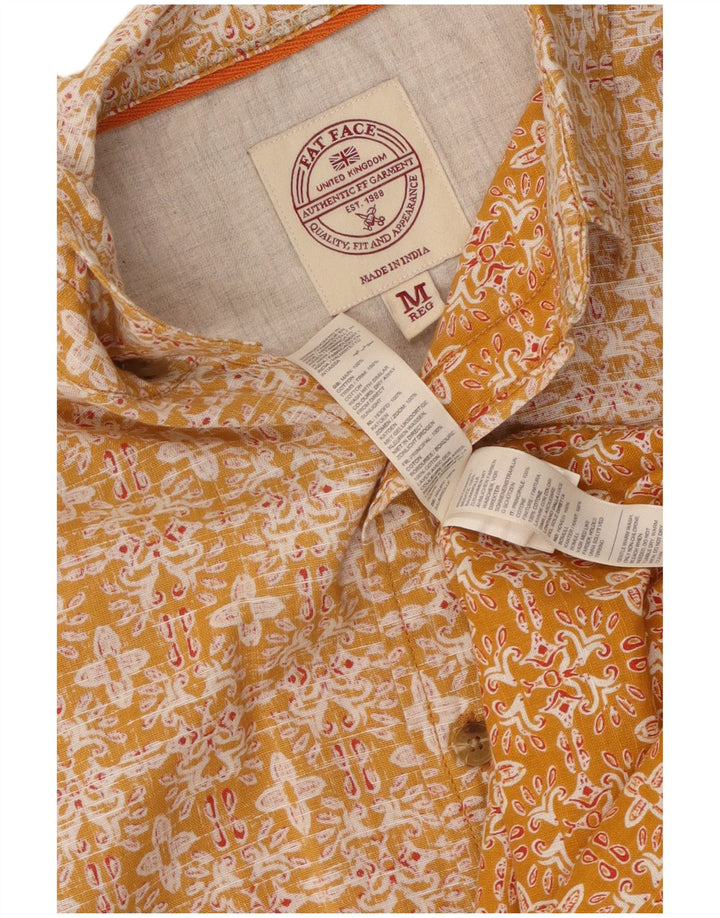 Fat Face Mens Short Sleeve Shirt Medium Orange Floral Cotton