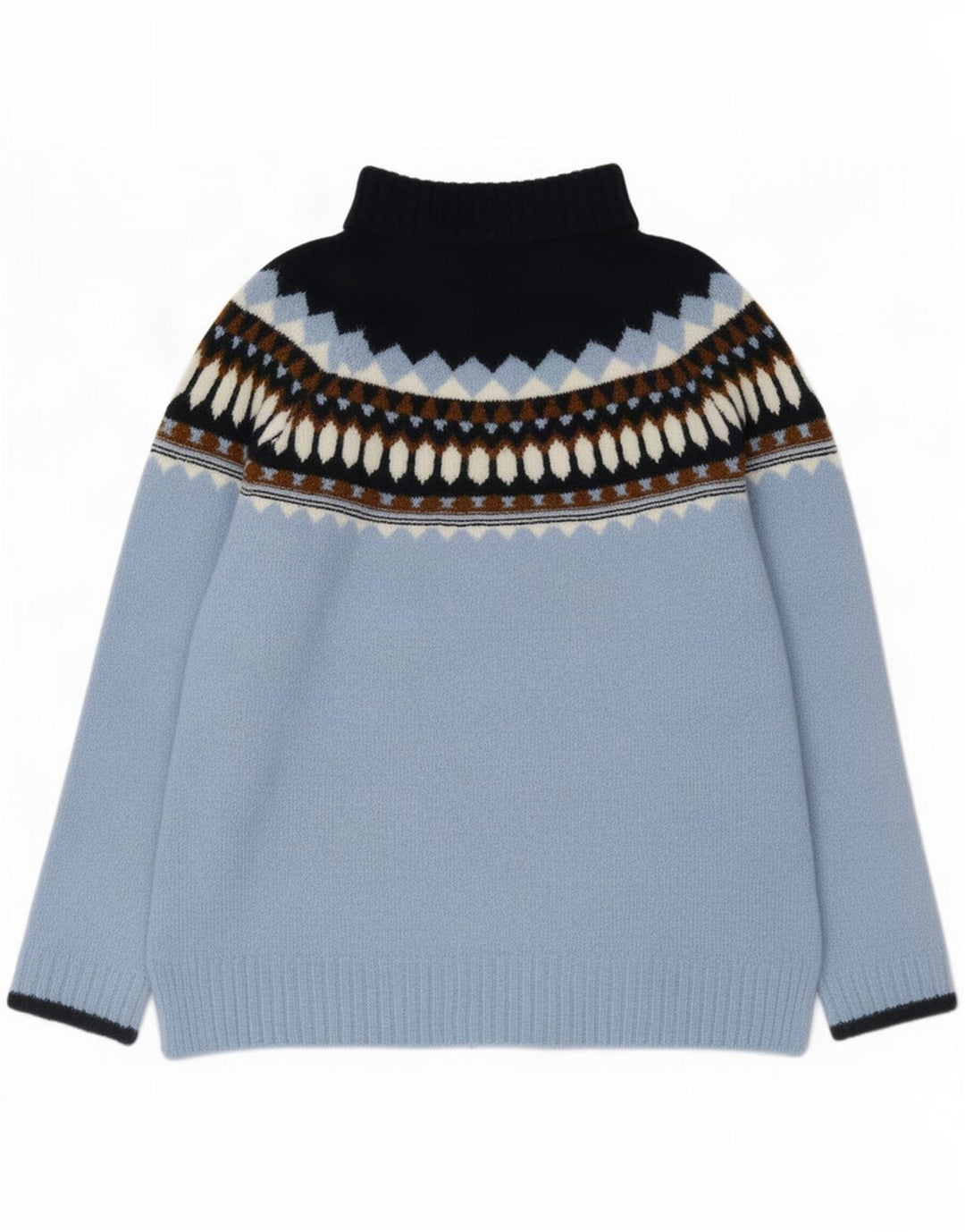 Marks & Spencer Womens Roll Neck Jumper Sweater UK 14 Medium Blue Geometric